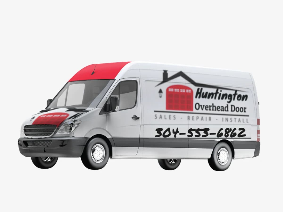Huntington Overhead Door service van with the logo and the number 304-553-6862